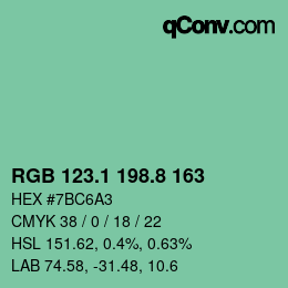 Color code: RGB 123.1 198.8 163 | qconv.com