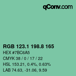 カラーコード: RGB 123.1 198.8 165 | qconv.com