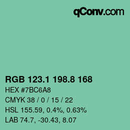 Color code: RGB 123.1 198.8 168 | qconv.com