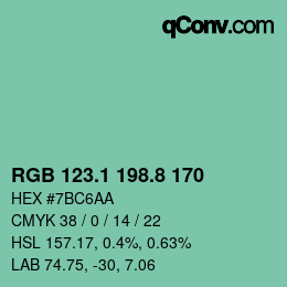 カラーコード: RGB 123.1 198.8 170 | qconv.com