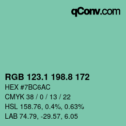 Color code: RGB 123.1 198.8 172 | qconv.com