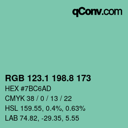 Color code: RGB 123.1 198.8 173 | qconv.com