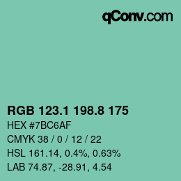 カラーコード: RGB 123.1 198.8 175 | qconv.com
