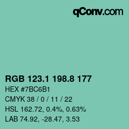 Color code: RGB 123.1 198.8 177 | qconv.com
