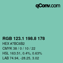 Color code: RGB 123.1 198.8 178 | qconv.com