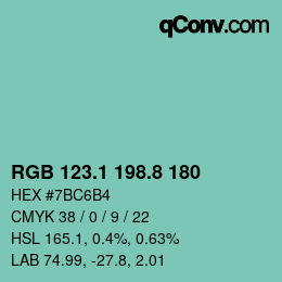 カラーコード: RGB 123.1 198.8 180 | qconv.com