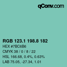 Color code: RGB 123.1 198.8 182 | qconv.com