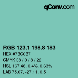 カラーコード: RGB 123.1 198.8 183 | qconv.com