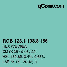 Color code: RGB 123.1 198.8 186 | qconv.com
