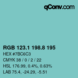 カラーコード: RGB 123.1 198.8 195 | qconv.com
