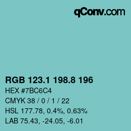 Color code: RGB 123.1 198.8 196 | qconv.com
