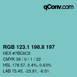 Farbcode: RGB 123.1 198.8 197 | qconv.com