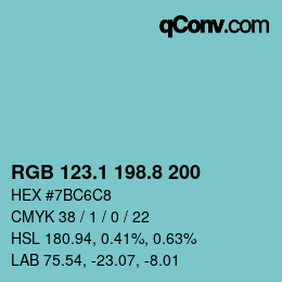 カラーコード: RGB 123.1 198.8 200 | qconv.com