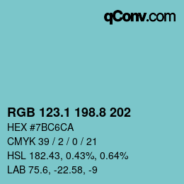 Color code: RGB 123.1 198.8 202 | qconv.com