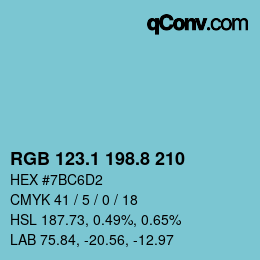 Color code: RGB 123.1 198.8 210 | qconv.com