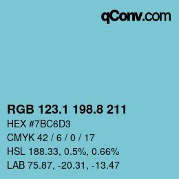 カラーコード: RGB 123.1 198.8 211 | qconv.com