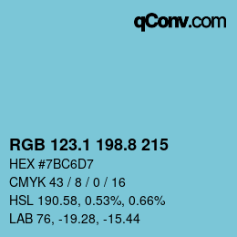 Color code: RGB 123.1 198.8 215 | qconv.com