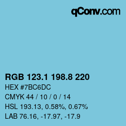 Color code: RGB 123.1 198.8 220 | qconv.com