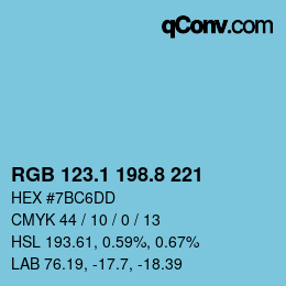 Color code: RGB 123.1 198.8 221 | qconv.com