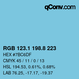 カラーコード: RGB 123.1 198.8 223 | qconv.com