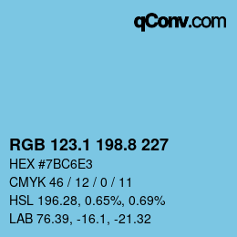 カラーコード: RGB 123.1 198.8 227 | qconv.com