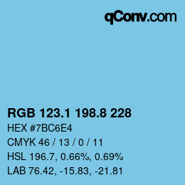 カラーコード: RGB 123.1 198.8 228 | qconv.com