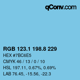 カラーコード: RGB 123.1 198.8 229 | qconv.com