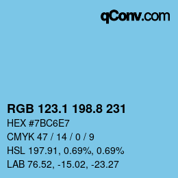 カラーコード: RGB 123.1 198.8 231 | qconv.com