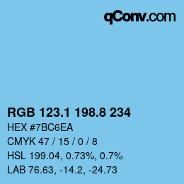 カラーコード: RGB 123.1 198.8 234 | qconv.com