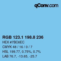 Color code: RGB 123.1 198.8 236 | qconv.com