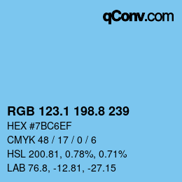 Color code: RGB 123.1 198.8 239 | qconv.com