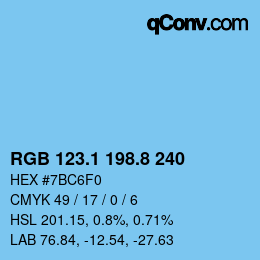 Color code: RGB 123.1 198.8 240 | qconv.com
