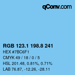 Color code: RGB 123.1 198.8 241 | qconv.com