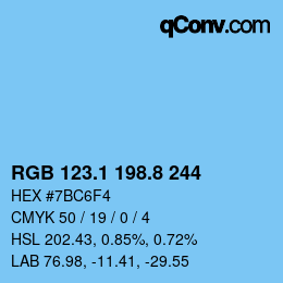Color code: RGB 123.1 198.8 244 | qconv.com