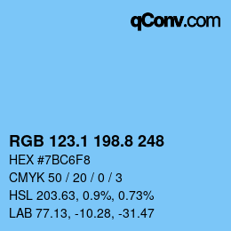 Color code: RGB 123.1 198.8 248 | qconv.com