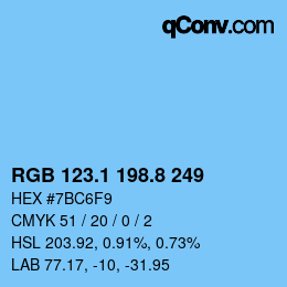Color code: RGB 123.1 198.8 249 | qconv.com
