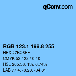 Color code: RGB 123.1 198.8 255 | qconv.com