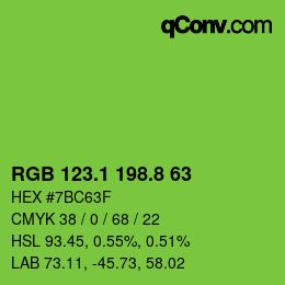 カラーコード: RGB 123.1 198.8 63 | qconv.com