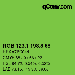 カラーコード: RGB 123.1 198.8 68 | qconv.com