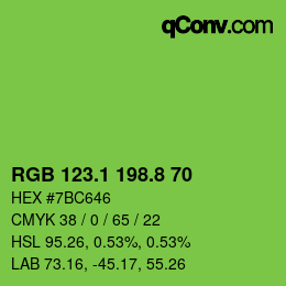 カラーコード: RGB 123.1 198.8 70 | qconv.com