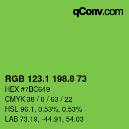 カラーコード: RGB 123.1 198.8 73 | qconv.com