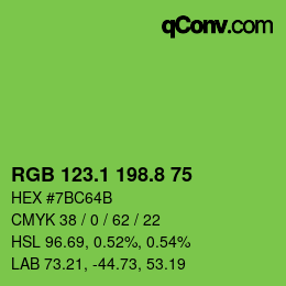 カラーコード: RGB 123.1 198.8 75 | qconv.com