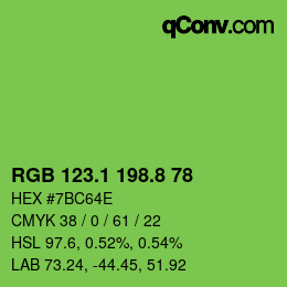 カラーコード: RGB 123.1 198.8 78 | qconv.com