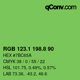 カラーコード: RGB 123.1 198.8 90 | qconv.com