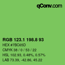 カラーコード: RGB 123.1 198.8 93 | qconv.com