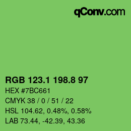 カラーコード: RGB 123.1 198.8 97 | qconv.com