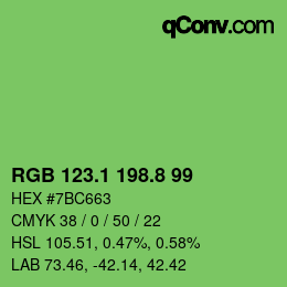 カラーコード: RGB 123.1 198.8 99 | qconv.com