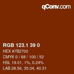 カラーコード: RGB 123.1 39 0 | qconv.com