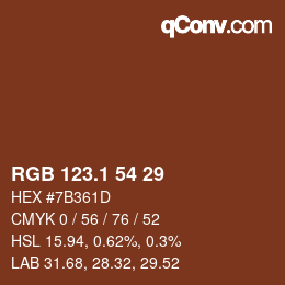 カラーコード: RGB 123.1 54 29 | qconv.com