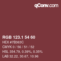 カラーコード: RGB 123.1 54 60 | qconv.com